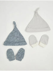Elephant Newborn Hats and Scratch Mitts Set 2 Pack