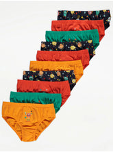 George Boys Monster Print Cotton Briefs 10-Pack