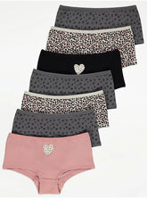 Animal Print Heart Shorts 7 Pack
