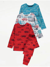 Red Car Long Sleeve Pyjamas 3 Pack