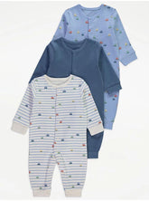 Vehicle Long Sleeve Footless Sleepsuits 3 Pack