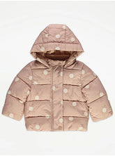 Neutral Flower Faux Fur Lined Padded Coat