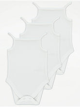 White Strappy Sleeveless Bodysuits 3 Pack