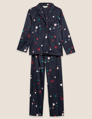Fleece Heart Print Pyjama Set Fleece Heart Print Pyjama Set