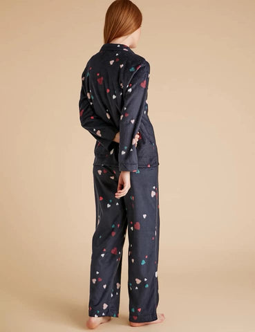 Fleece Heart Print Pyjama Set Fleece Heart Print Pyjama Set