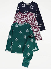 George Flower Wildlife Long Sleeve Pyjamas 3 Pack
