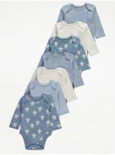Stars Long Sleeve Bodysuits 7 Pack
