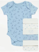 Blue Dinosaur Short Sleeve Bodysuits 7 Pack