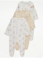 Safari Animal Long Sleeve Sleepsuits 3 Pack