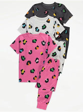 Leopard Print Short Sleeve Pyjamas 3 Pack