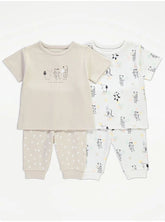 White Safari Animals Short Sleeve Pyjamas 2 Pack