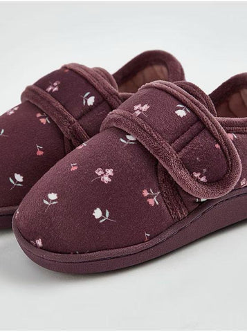 Burgundy Ditsy Floral Cupsole Slippers