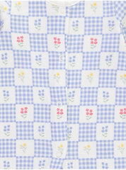 Blue Gingham Floral Long Sleeve Sleepsuits 3 Pack