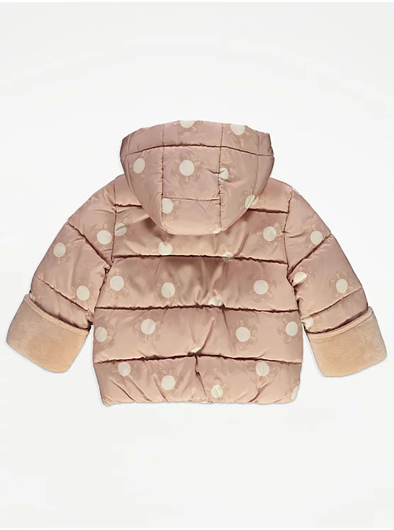 Neutral Flower Faux Fur Lined Padded Coat