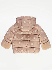 Neutral Flower Faux Fur Lined Padded Coat