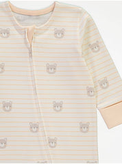 Pastel Bear Zip Fasten Sleepsuits 3 Pack