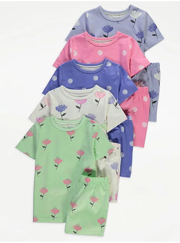 Floral Spot Short Pyjamas 5 Pack