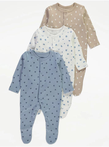 Shapes Sleepsuits 3 Pack
