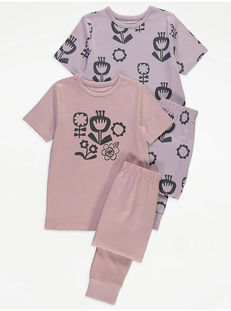 Pastel Floral Short Sleeve Pyjamas 2 Pack