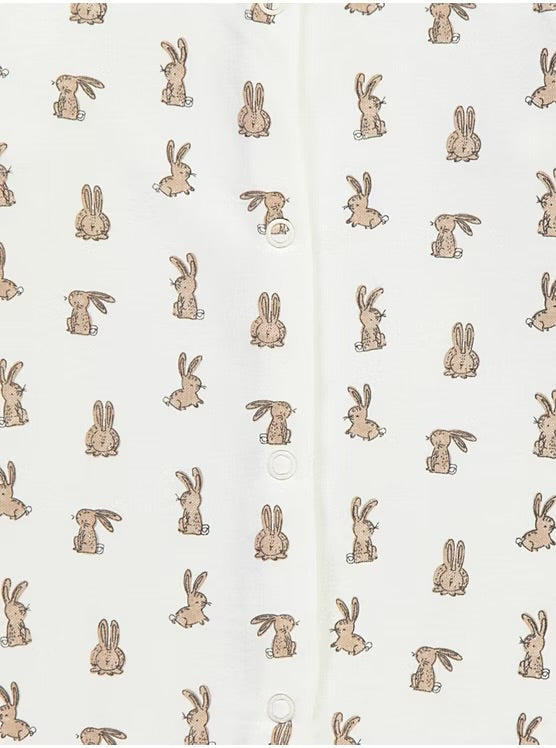 Neutral Bunny Spotty Sleepsuits 3 Pack