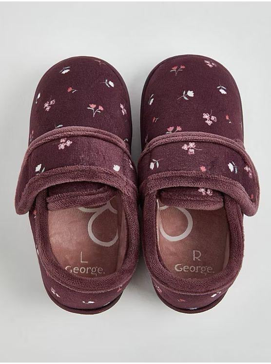Burgundy Ditsy Floral Cupsole Slippers