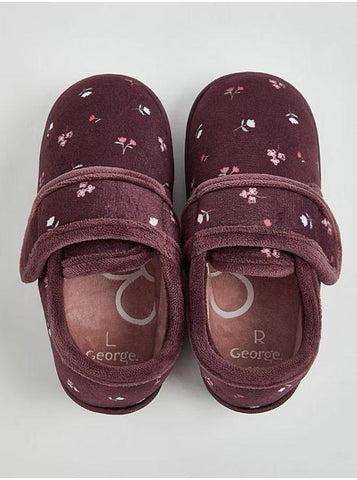 Burgundy Ditsy Floral Cupsole Slippers