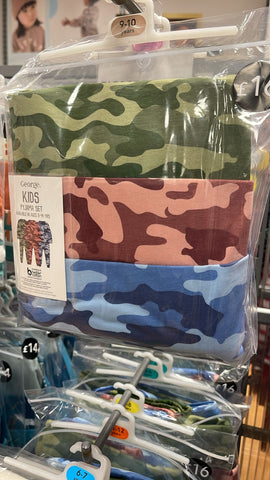 Camouflage Long Sleeve 3 Pack Pyjamas