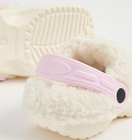 Cream Panda Faux Fur Lined Clogs