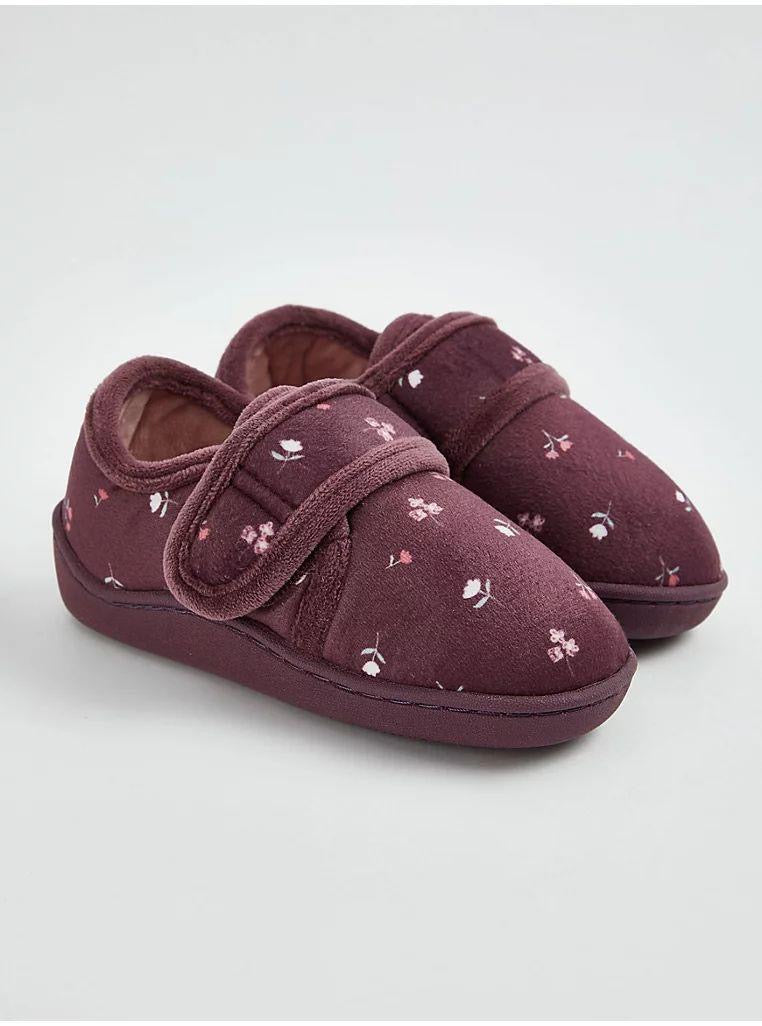 Burgundy Ditsy Floral Cupsole Slippers