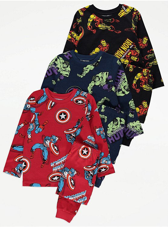 Marvel Superhero Long Sleeve Pyjamas 3 Pack