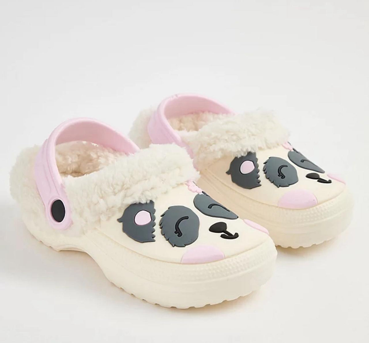 Cream Panda Faux Fur Lined Clogs