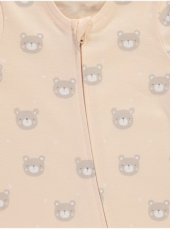 Pastel Bear Zip Fasten Sleepsuits 3 Pack