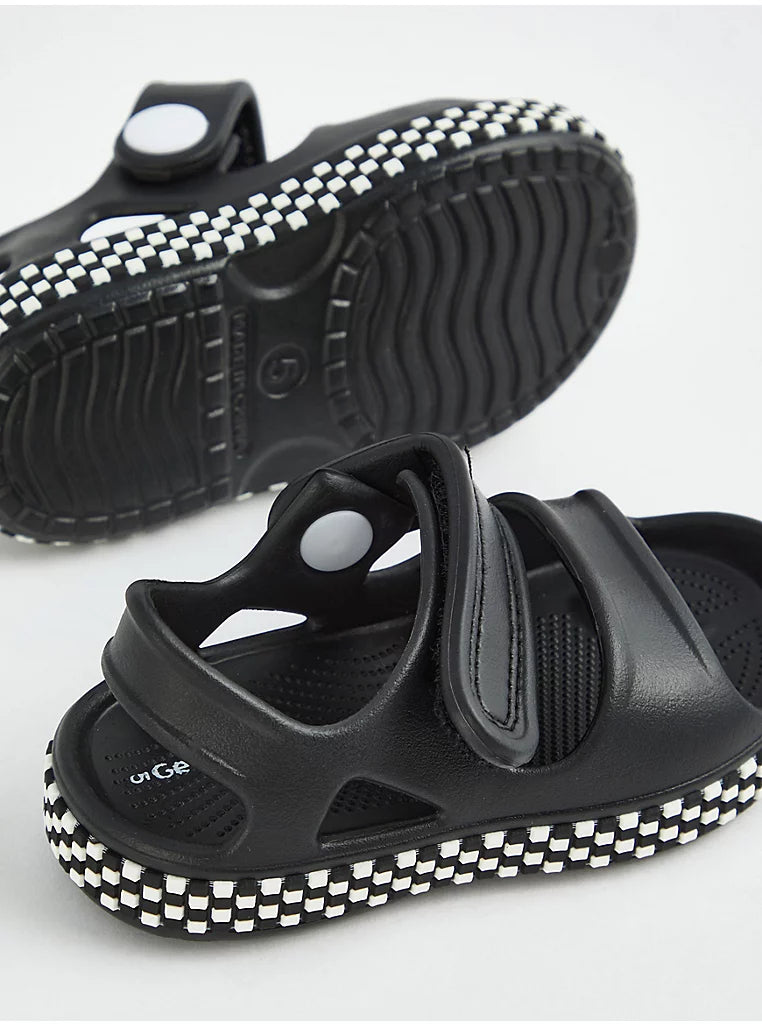 Black Checked Sole Sporty Sandals George