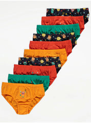George Boys Monster Print Cotton Briefs 10-Pack