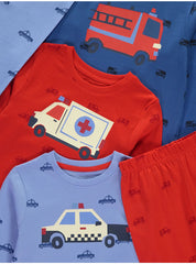 Emergency Cars Long Sleeve Pyjamas 3 Pack