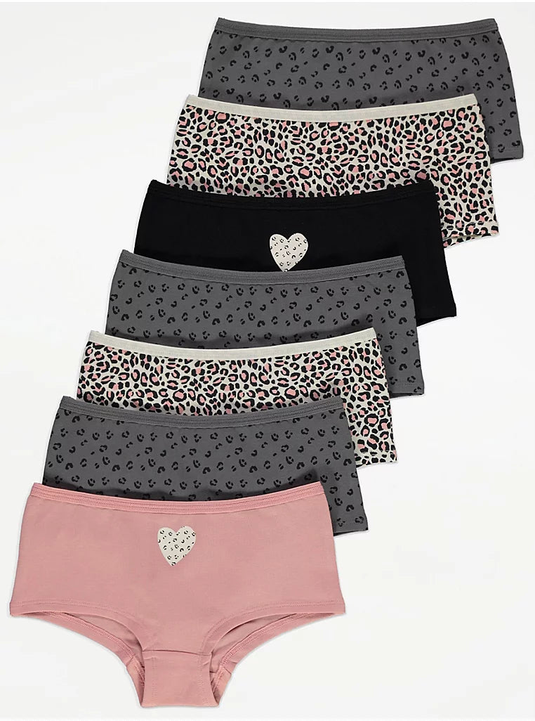 Animal Print Heart Shorts 7 Pack
