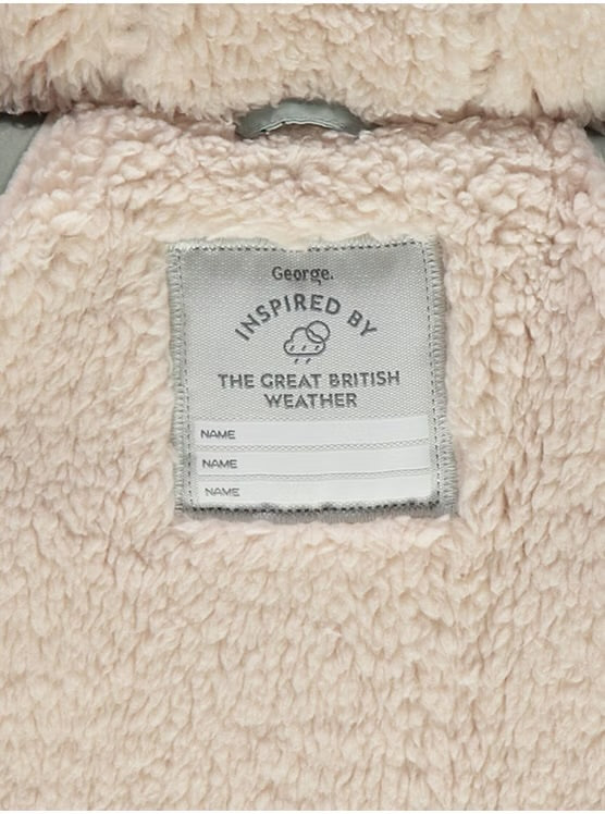 Neutral Flower Faux Fur Lined Padded Coat
