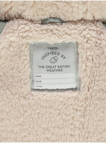 Neutral Flower Faux Fur Lined Padded Coat