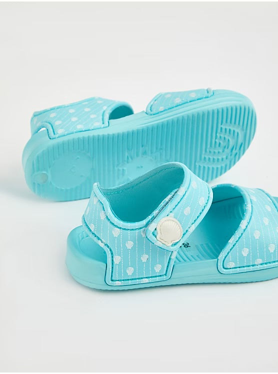 Aqua Seashell Strap Sandals