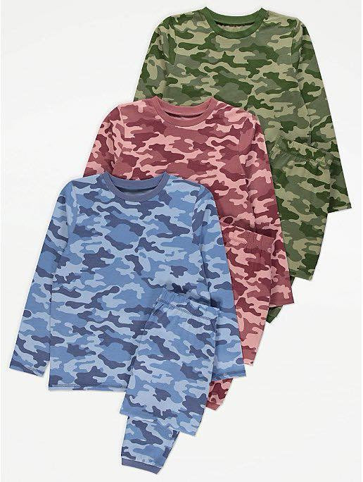 Camouflage Long Sleeve 3 Pack Pyjamas