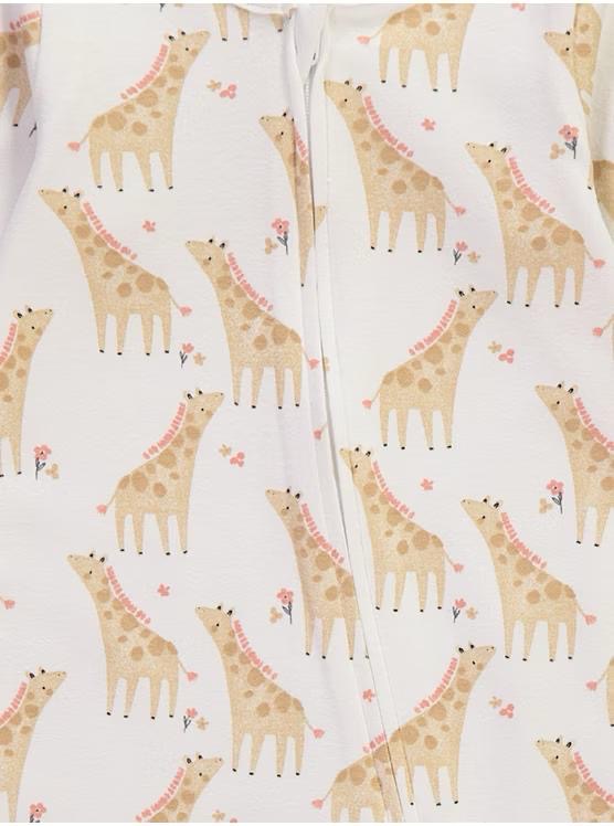 Peach Safari Animals Zip Fasten Sleepsuits 3 Pack