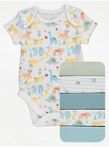 Bright Animal Short Sleeve Bodysuits 6 Pack