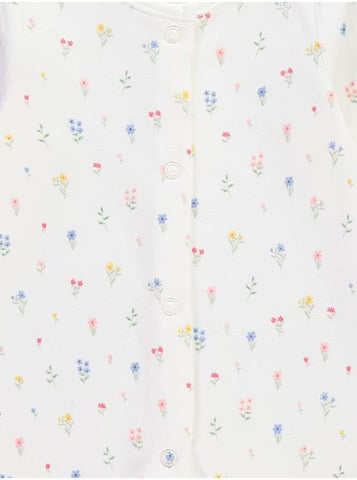 Blue Gingham Floral Long Sleeve Sleepsuits 3 Pack
