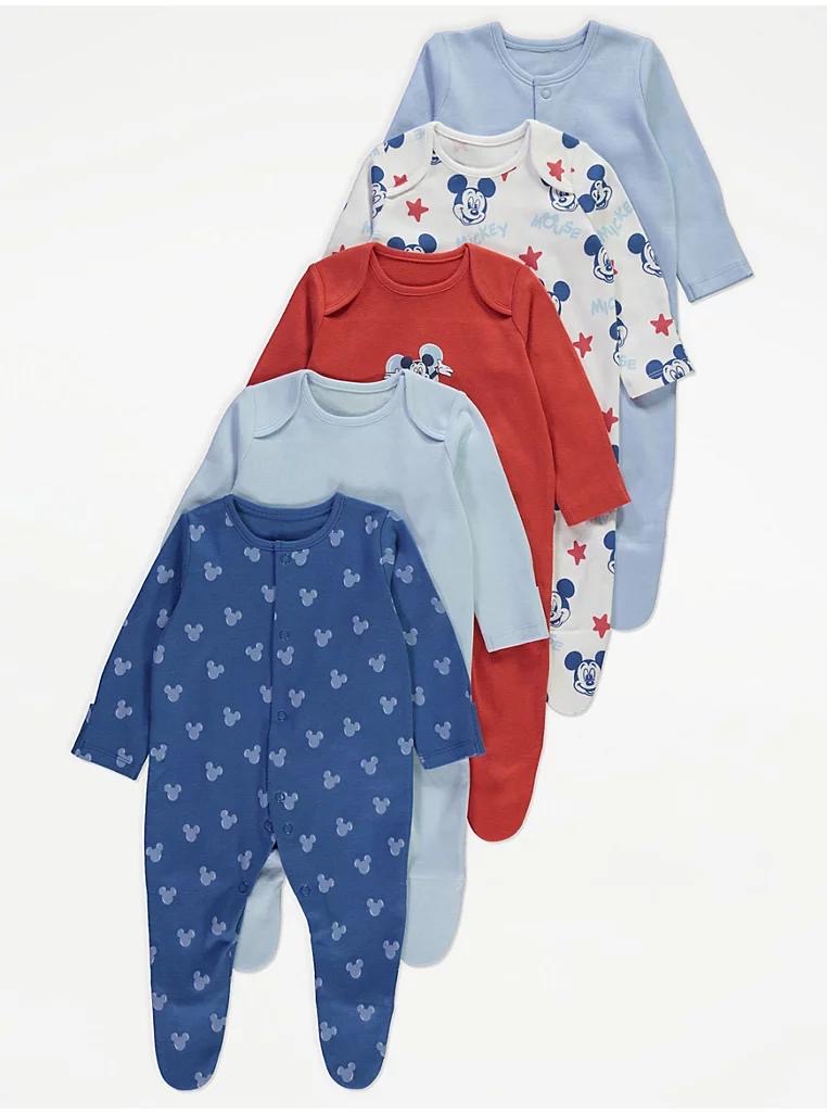 Disney Mickey Mouse Sleepsuits 5 Pack