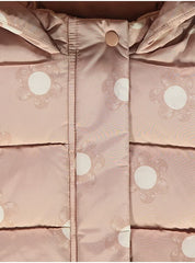 Neutral Flower Faux Fur Lined Padded Coat