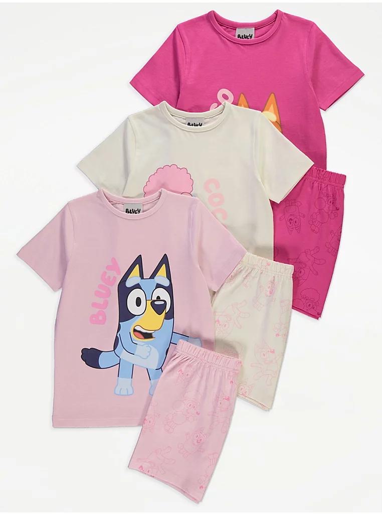 Bluey Charactes Pink Short Pyjamas 3 Pack