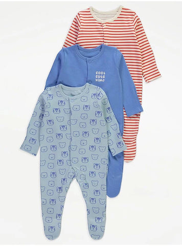 Animal Cool Cute Kind Sleepsuits 3 Pack