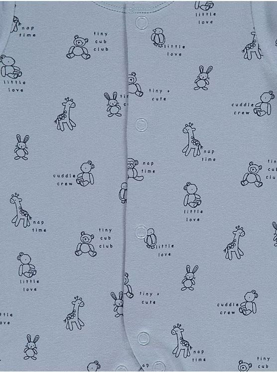 Blue Animal Tiny & Cute Club Sleepsuits 3 Pack