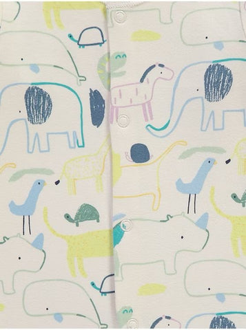 Safari Animal Sketch Sleepsuits 3 Pack