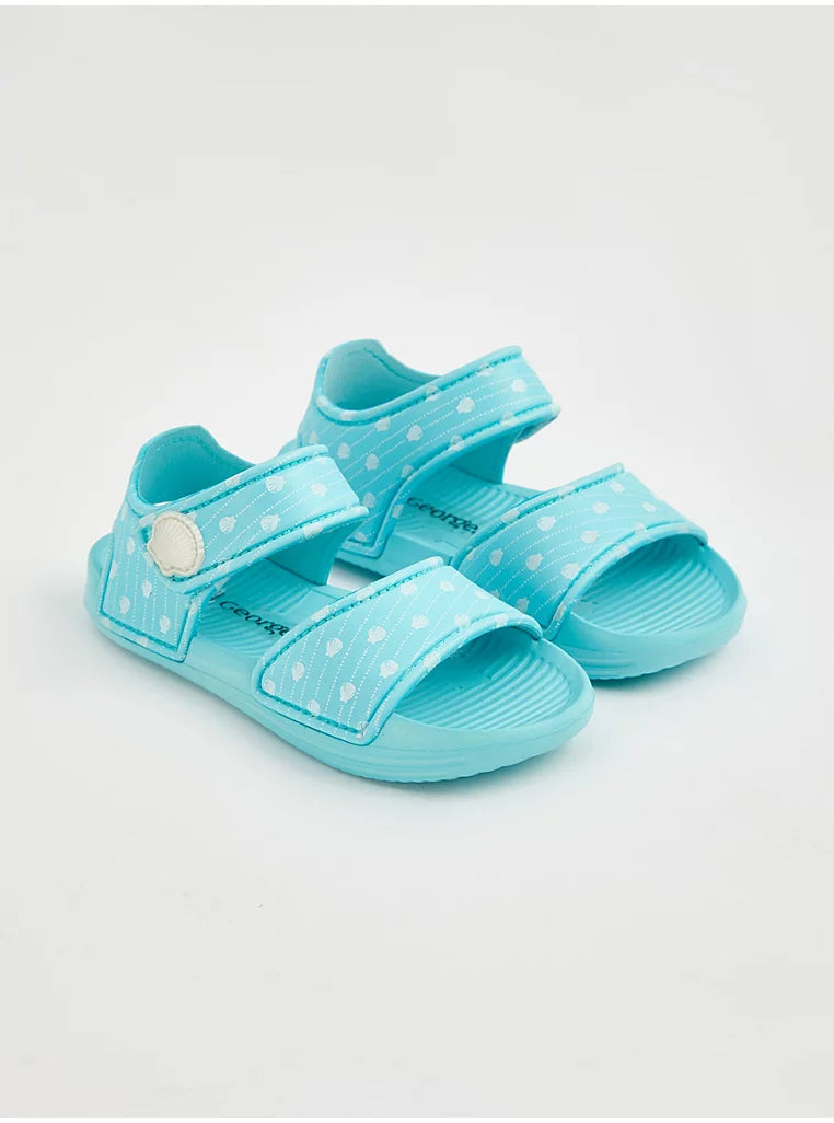 Aqua Seashell Strap Sandals